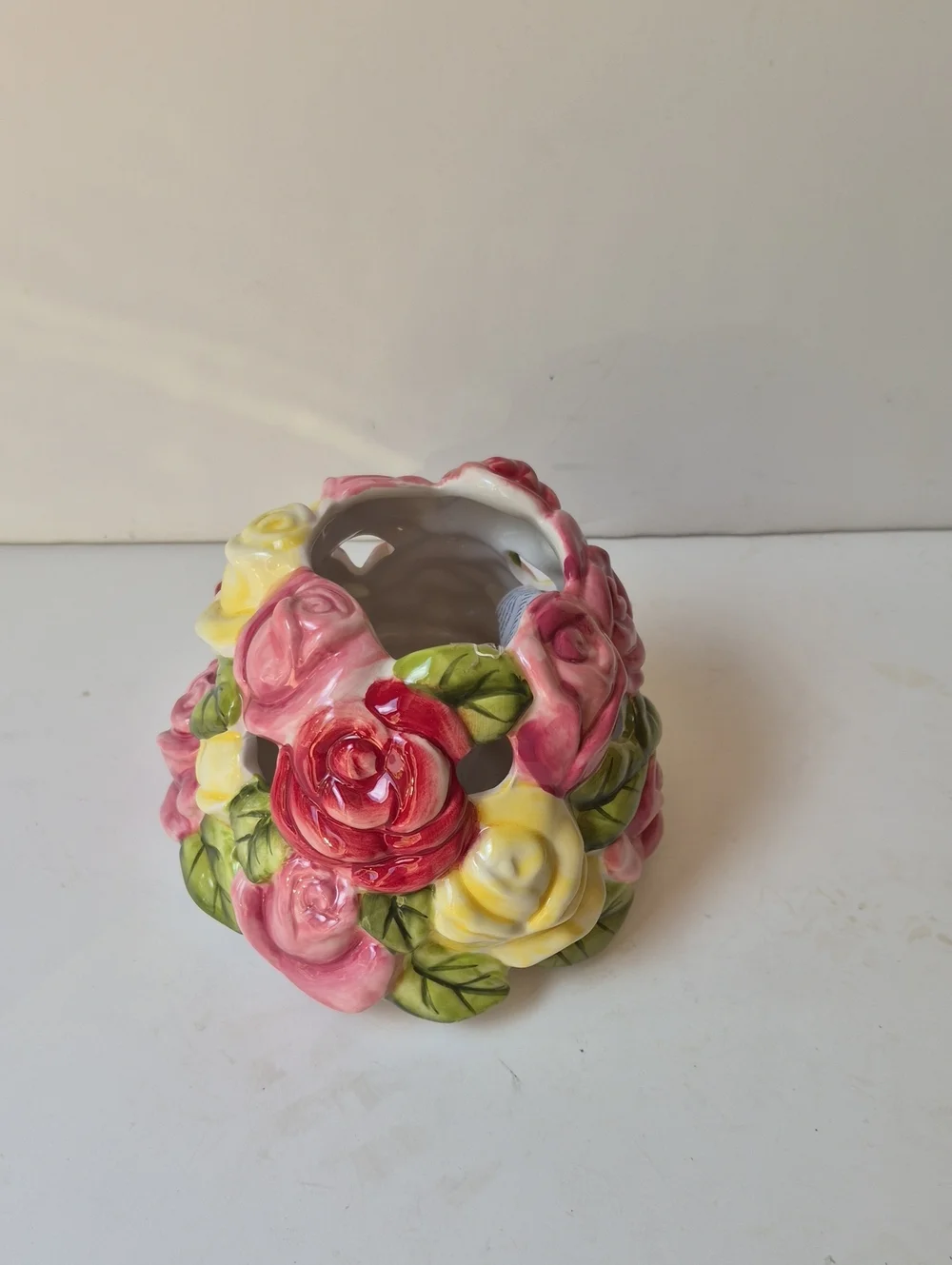 Ceramic Rose Bouquet Candle Topper / Chimney - Pink, Red, Yellow